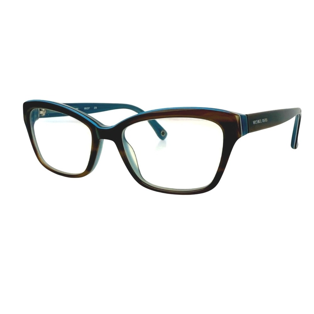 MICHAEL KORS Womens Cat Eye Small Eyeglasses Brown Tortoise Teal Blue‎ 50-17-130